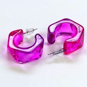 💥3for$28 New Purple to Pink Fade Transparent Ombre Resin Cuff Hoop Earrings